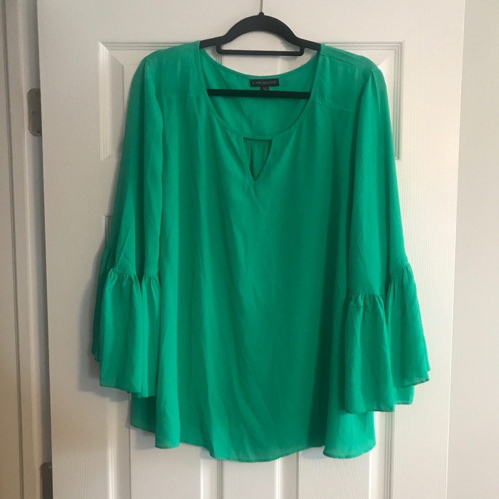 Lane Bryant green bell sleeve blouse 18/20